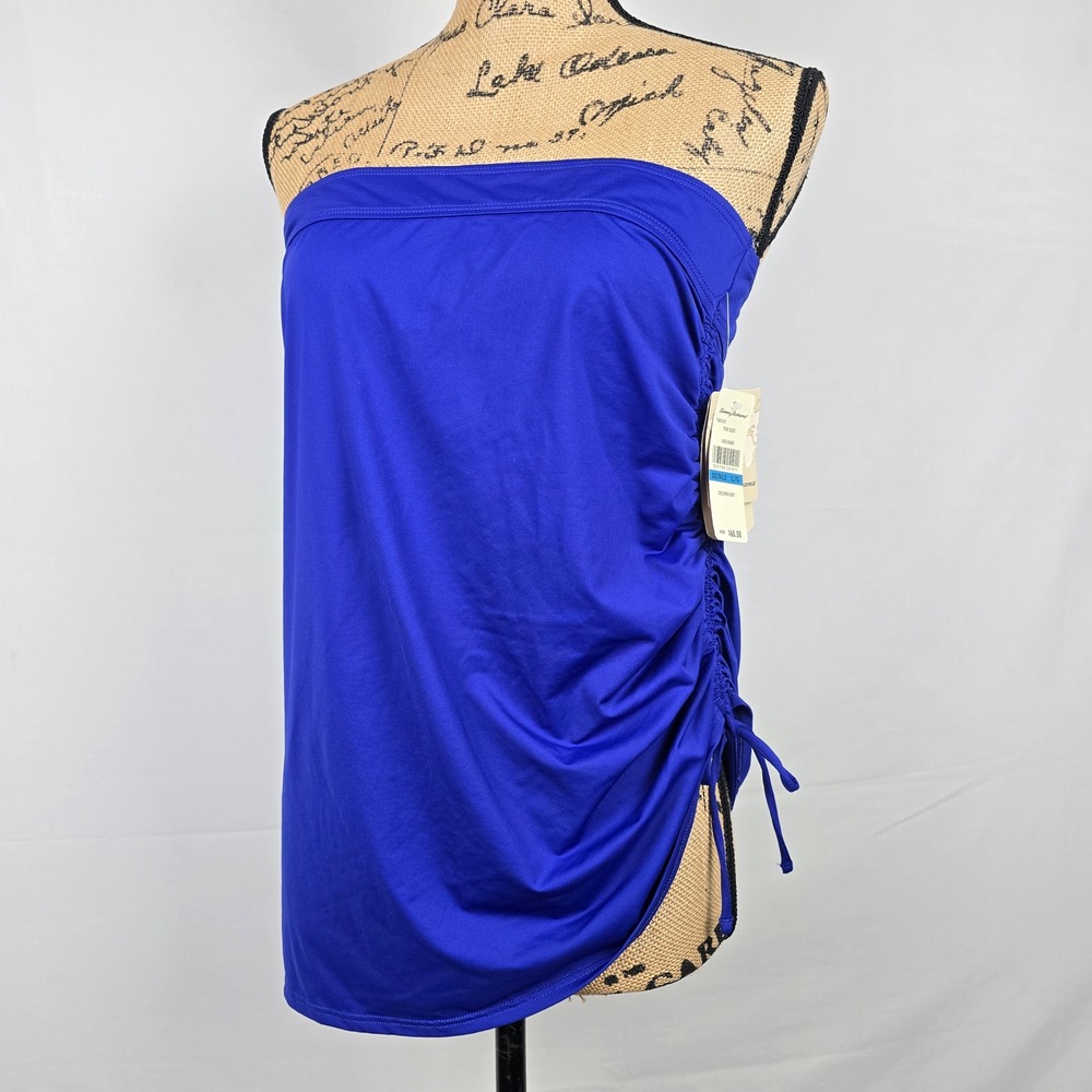 Tommy Bahama Pearl Solids Side Shirred Swim Tops Danubio Blue XL TSW81030C